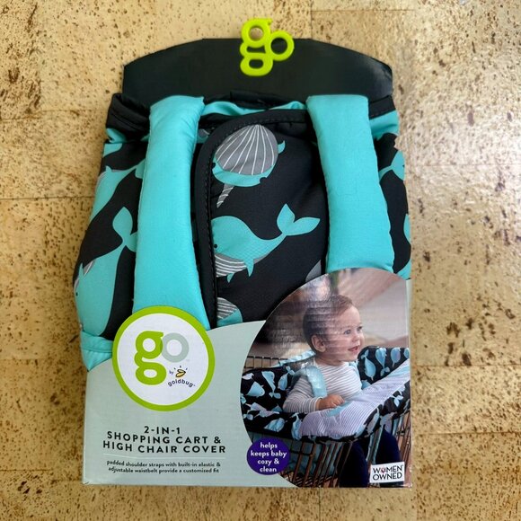 GO Goldbug Shopping Cart High Chair Cover Whale Print Baby Boy or Girl New w Box - Picture 1 of 5